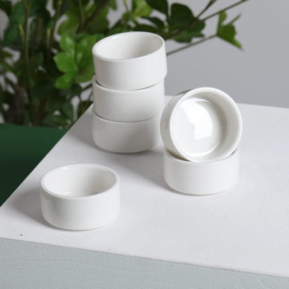 HAOTOP Mini Porcelain Ramekins 1oz Set of 6,Small Ceramics Souffle Dish 30ml White - CookCave