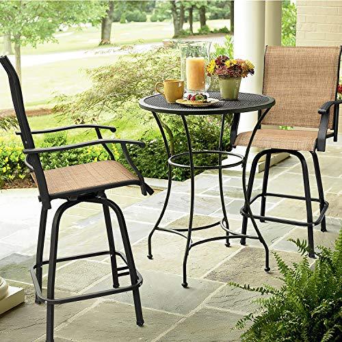 Devoko Patio Bar Stools Set of 2 All-Weather Outdoor Patio Furniture Set Counter Height Tall Patio Swivel Chairs for Bistro, Lawn, Garden, Backyard - CookCave