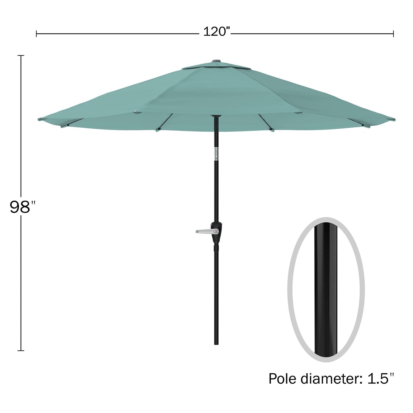 Pure Garden Patio Umbrella with Auto Tilt – 10 Ft Easy Crank Outdoor Table Umbrella Shade for Deck, Balcony, Porch, Backyard or Pool (Dusty Green) - CookCave