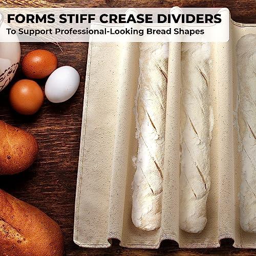 Orblue Bakers Couche and Proofing Cloth, 100% Cotton Fabric for Bread Dough Baking, Shaping Tool for Baguettes, Loaves, Ciabatta, Bread Couche 29.5 x 17.7 Inches - CookCave