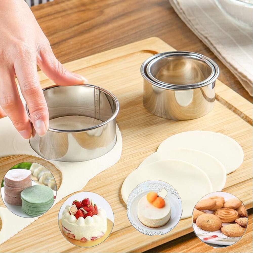 Cookie Cutters - Biscuit Cutters/Stainless Steel Dumpling Cutters/Cake Pastry Cutters/Cake Cookie Scone Cutters Molds stamps for Cooking Baking (3Pcs, Round Edge) - CookCave