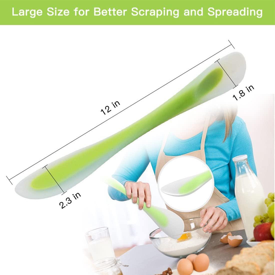 Silicone Spatulas Scraper Spoon 2-in-1Heat Resistant Kitchen Gadget for Cooking Baking Spreading Mixing Supplie Cake Tool Ideal Gift Good Grip Home Utensil for Dad Mom Kitchen Gadget Accessory (Green) - CookCave