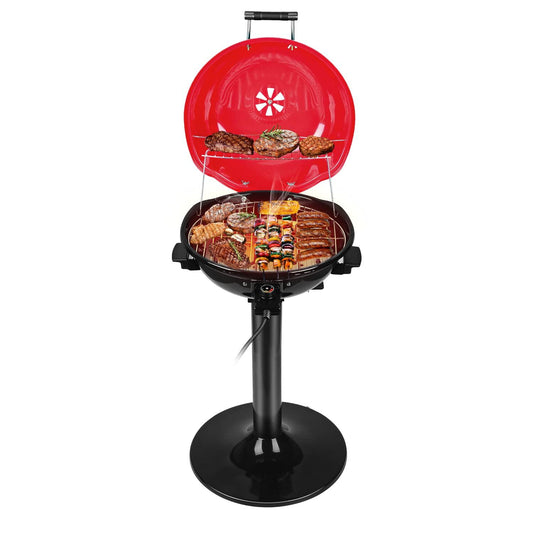 Electric BBQ Grill Techwood 15-Serving Indoor/Outdoor Electric Grill for Indoor & Outdoor Use, Double Layer Design, Portable Removable Stand Grill, 1600W (Stand Red BBQ Grills) - CookCave