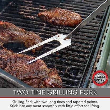 Grill Fork Super Long 24-inch for Grilling, Barbecue and Griddle | Extra Long Stainless Steel Fork with Long Prongs for Fire Pit | Heavy Duty Extra Strong and Wide Turner for BBQ and Outdoor Kitchen - CookCave