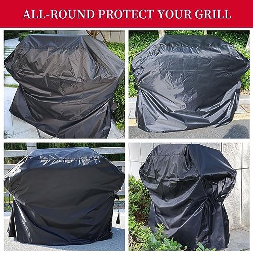 RICHIE Grill Cover for Outdoor Grill, Gas Grill Covers Waterproof UV Resistant BBQ Cover, Durable Rip Resistant Barbecue Grill Cover, Fits for Weber, Brinkmann, Char Broil, Nexgrill etc, 52 Inch Black - CookCave