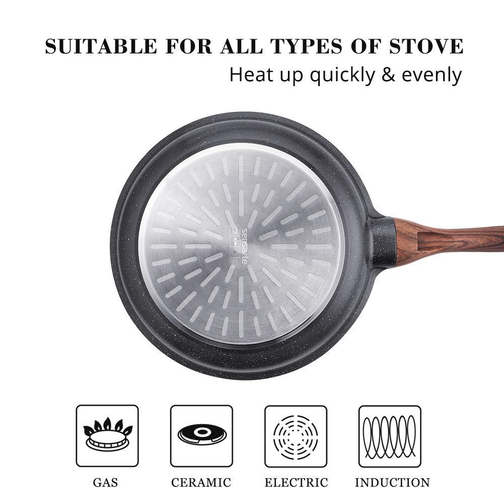 SENSARTE Nonstick Frying Pan Skillet, Swiss Granite Coating Omelette Pan, Healthy Stone Cookware Chef's Pan, PFOA Free (8/9.5/10/11/12.5 Inch) (9.5 Inch) - CookCave