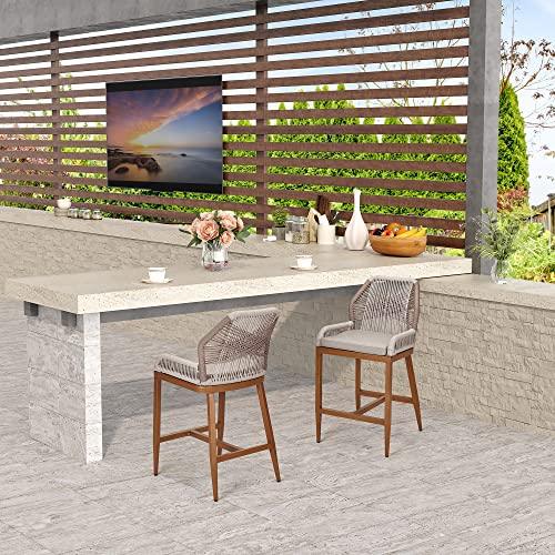 IDEALHOUSE Counter Height Bar Stools Set of 2, Outdoor High Stool Set, Home Back Dining Chair, Modern Patio Bar Stools with Backrest and Arm, Comfortable Simple and Beautiful Counter Chair - CookCave