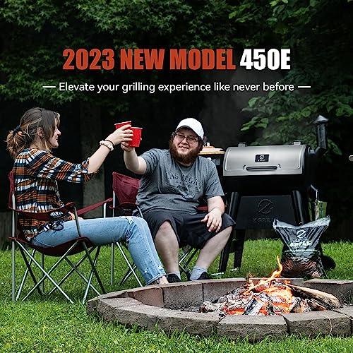 Z GRILLS 2023 Newest Pellet Grill Smoker with PID 2.0 Controller, Meat Probes, Rain Cover, 450E - CookCave