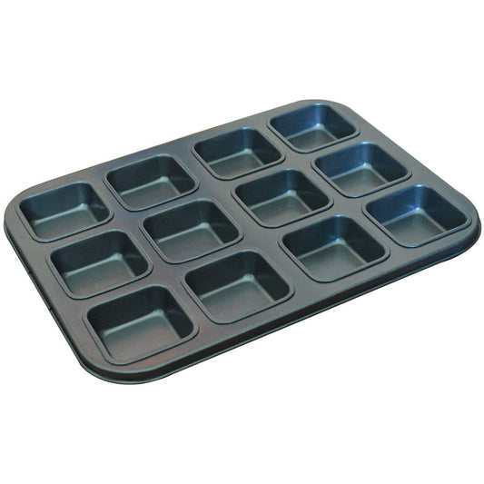Twscvc Loaf Pan,Brownie Cake Pan, 12-Cavity Non-Stick Square Muffin Pan Blondie Bakeware, Heavy Duty Carbon Steel Pan for Oven Baking -Gray - CookCave
