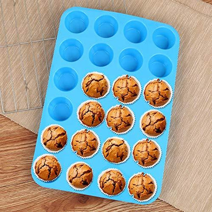 Cozihom Silicone Muffin Pan, Cupcake Pan, 24 Cups, Food Grade Egg Muffin Baking Silicone Molds, Non-stick, 3 Pcs - CookCave