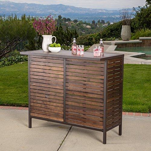 Christopher Knight Home Milos Acacia Bar Table, Dark Brown / Rustic Metal - CookCave