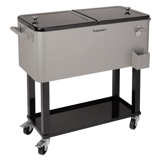 Cuisinart CCC-3517 Portable 80-Quart Outdoor Cooler Cart with Dual-Sided Lid, BBQ Cart with Bottle Opener (Fits 100 Cans or 50 Bottles) - CookCave