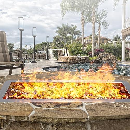 VEVOR 24 x 8 inch Drop-in Fire Pit Pan, Rectangular Stainless Steel Fire Pit Burner Kit, Propane Gas Fire Pan 120,000 BTU with H-Burner for Indoor or Outdoor Use - CookCave