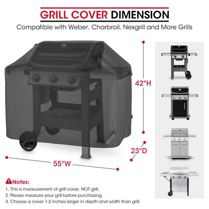 Unicook Grill Cover 55 Inch, Heavy Duty Waterproof Barbecue Gas Grill Cover, Fade and UV Resistant BBQ Cover, Durable Barbecue Cover, Compatible for Weber Char-Broil Nexgrill Grills and More - CookCave