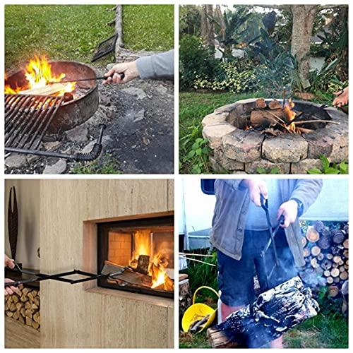 Heavy Duty 32 inch Long Fireplace Fire Pit Campfire Poker Stick and 25 Inch Fireplace Wood Stove Firewood Tongs Accessories Tools, Log Grabber Rust Resistant, Black Finish for Indoor and Outdoor use - CookCave