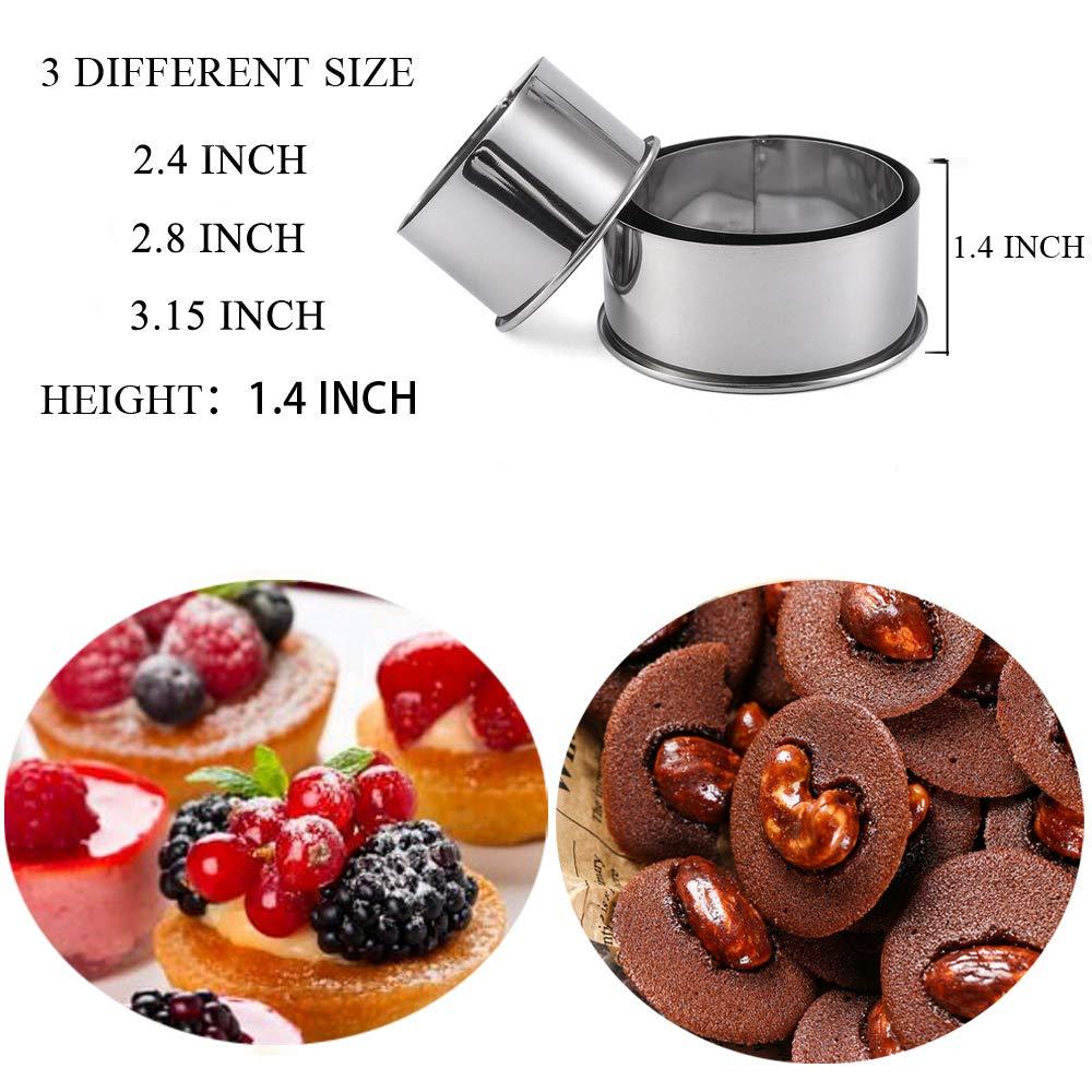 Cookie Cutters - Biscuit Cutters/Stainless Steel Dumpling Cutters/Cake Pastry Cutters/Cake Cookie Scone Cutters Molds stamps for Cooking Baking (3Pcs, Round Edge) - CookCave