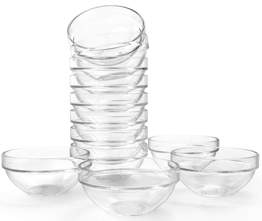 Lawei Set of 12 Glass Bowls - 3.5 inch Mini Prep Bowls Serving Bowls Glass Salad Bowl for Kitchen Prep, Dessert, Dips, Candy Dishes - CookCave