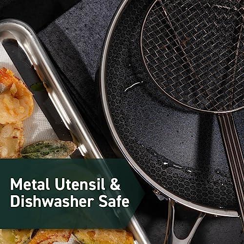 HexClad Hybrid Nonstick Dutch Oven, 5-Quart, Stainless Steel Lid, Dishwasher and Oven Safe, Induction Ready, Compatible with All Cooktops - CookCave