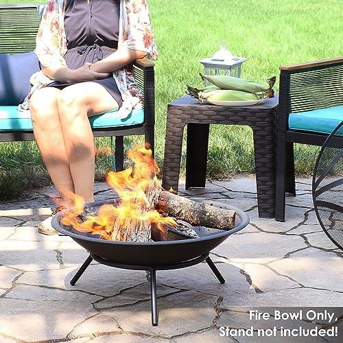 Sunnydaze Steel Replacement Fire Bowl for DIY or Existing Fire Pits - Black High-Temperature Paint Finish - 23-Inch - CookCave