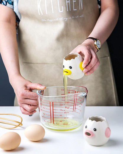 LuoCoCo Cute Egg Separator, Ceramics Vomiting Chicken Egg Yolk White Separator, Practical Household Small Egg Filter Splitter, Kitchen Gadget Baking Assistant Tool, Dishwasher Safe (Yellow) - CookCave