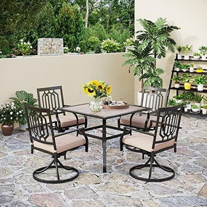 PHI VILLA Outdoor Metal Swivel Chairs Set of 2 Patio Dining Rocker Chair with Cushion Furniture Set for Garden Backyard Bistro, Black - CookCave