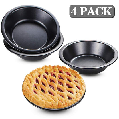 Webake Mini Pie Pans 5 Inch Pie Tins, 4 Pack Nonstick Round Bread and Meat Bakeware for Oven and Instant Pot Baking - Black - CookCave