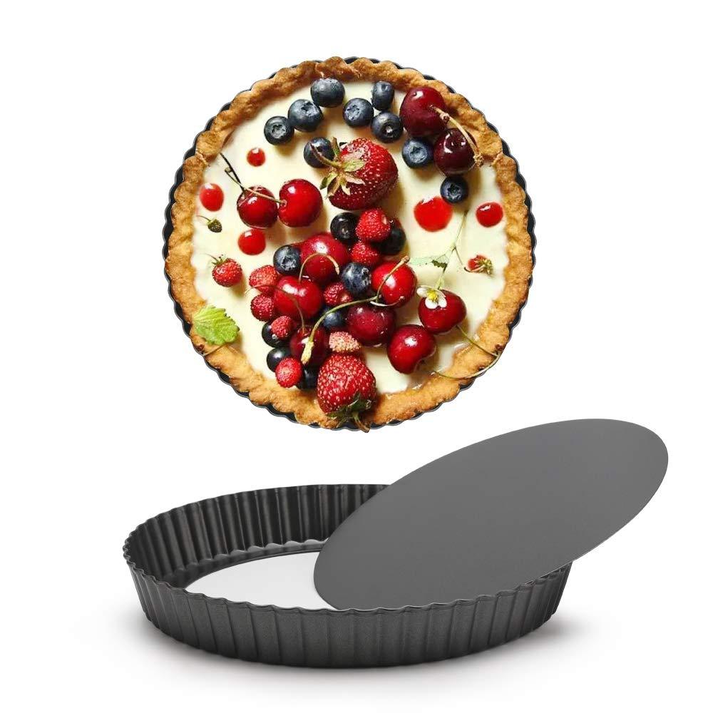 Beasea Mini Tart Pans for Baking, 2pcs 8 Inch Tart Pan with Removable Bottom Small Non Stick Carbon Steel Quiche Pie Pans for Oven Baking - CookCave