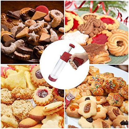 45PCS Cookies Press Gun Kit Set,DIY Cookie Maker With 16Cookie Discs,Icing Tips,Cleaning Brushes,EVA Piping Bags,Cookies Decorating Kit Baking Tool For Biscuit Making,Cakes Decorating For Any Holidays - CookCave