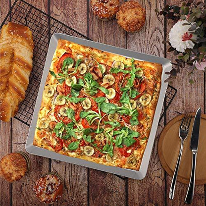 Beasea Square Pizza Pan for Oven, 11.8 Inch Pizza Pan with Holes Aluminum Alloy Pizza Oven Tray Pizza Crisper Pan Pizza Baking Tray Bakeware for Home Restaurant Kitchen - CookCave