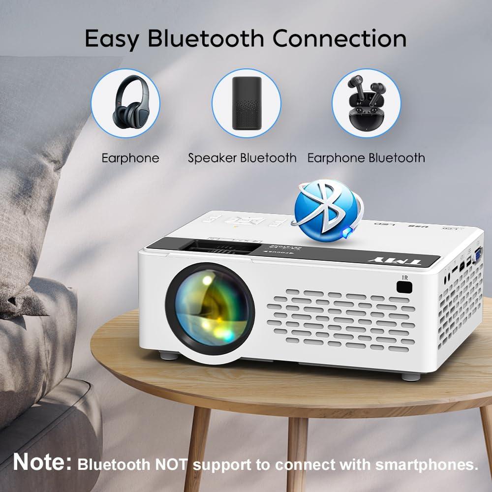 TMY Mini Projector, Upgraded 9500 Lumens Bluetooth Projector with 100" Screen, 1080P Full HD Portable Projector, Movie Projector Compatible with TV Stick Smartphone/HDMI/USB/AV, indoor & outdoor use - CookCave