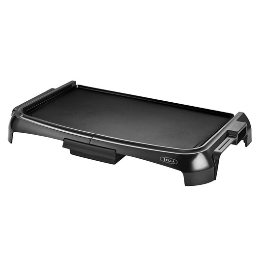 BELLA Electric Griddle with Crumb Tray - Smokeless Indoor Grill, Nonstick Surface, Adjustable Temperature Control Dial & Cool-touch Handles, 10" x 16", Black - CookCave