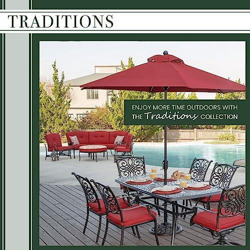 Traditions 7-Piece Patio Dining Set with 60" Round Cast-Top Table and 6 Swivel Rockers with Blue Cushions, Patio Dining Set for 6, Premium Weather Resistant Outdoor Furniture - CookCave