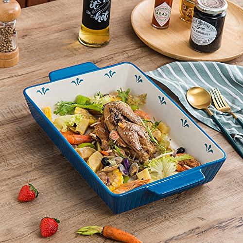 Sagoskat Baking Dishes Bakeware Set Ceramic Casserole Dish, Rectangular Shape, Oven safe, Nonstick, for Cooking, Cake Dinner, Kitchen, 13x9inch, 1pcs, Blue - CookCave