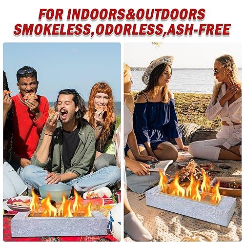 Prrutyics Tabletop Fire Pit, 18" Indoor Table Fire Pit, Portable Firepit, Smokeless Fire Bowl Table Top Firepit, Rubbing Alcohol Frie Pits for Outdoor Indoor Fireplace - CookCave