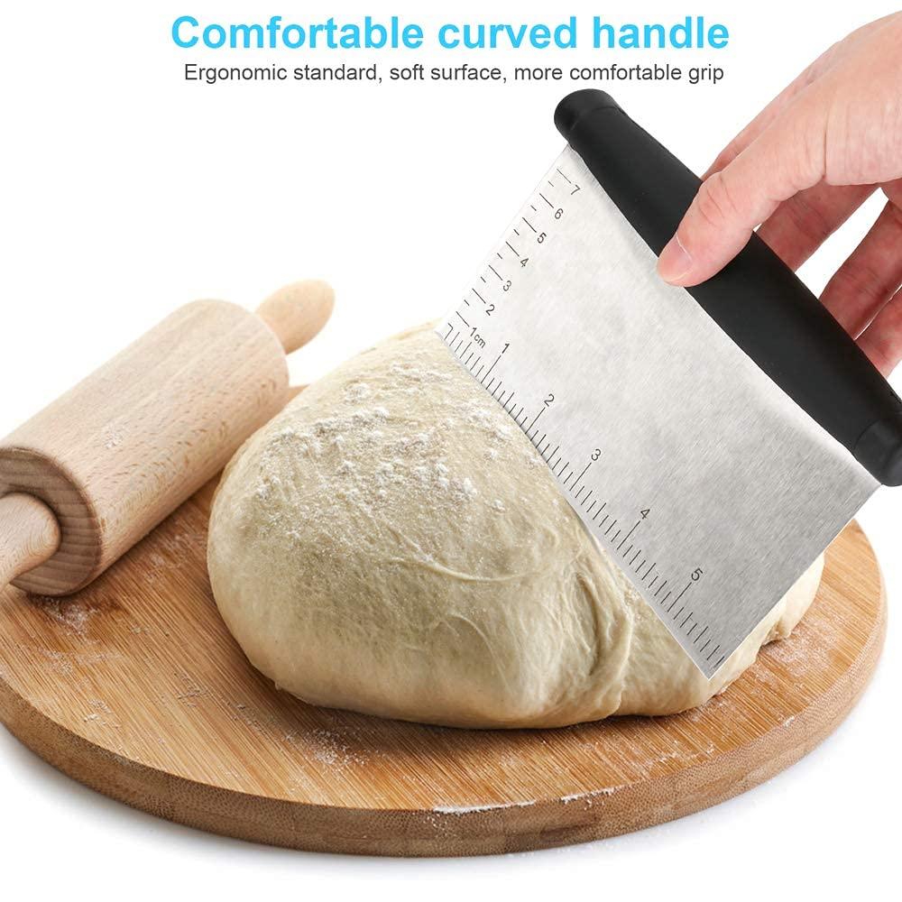 UUBAAR Stainless Steel Bench Scraper and Dough Cutter - Multi-Purpose Kitchen Tool With Contoured Grip for Baking and Cooking - CookCave