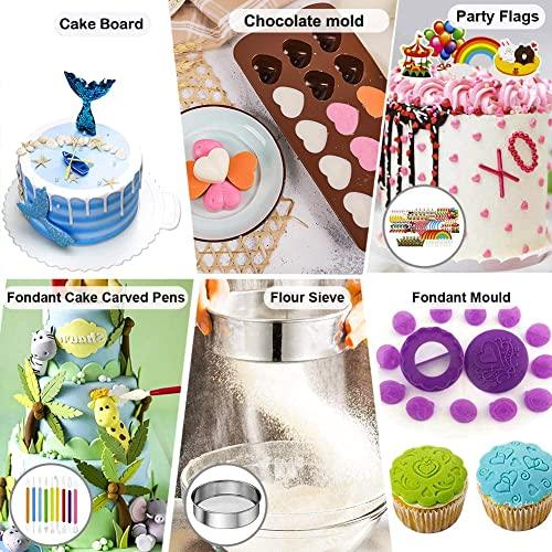Gawren-H&E Cake Decorating Kit with Cake Carrier,678 PCS Cake Decorating Supplies Kit with 3 Springform Pans,Piping Bags and 74 Piping Tips,Chocolate Mold,Turntable - Baking Supplies Kit Set - CookCave