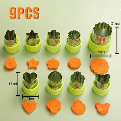 Mini Vegetable Cutter Shapes Set, Mini Pie, Fruit and Cookie Pastry Stamps Mold for Kids Baking and Food Supplement Tools Accessories, Green 9 Pcs - CookCave