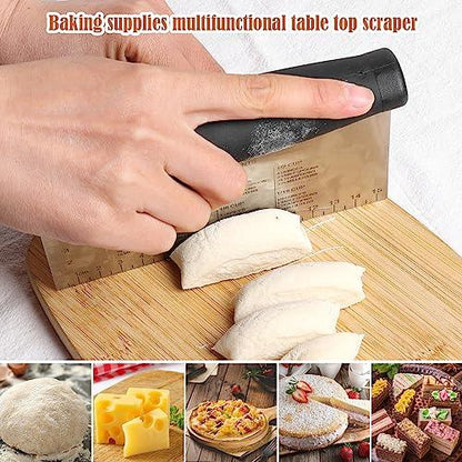 Stainless Steel Dough Scraper & Chopper - 6 Inch Multi-Purpose Kitchen Tools with Measuring Markings, Cutter for Dough, Pizza, Cake,Griddle Scraper,Bench Scraper and Extra Bowl Shaped Scraper - CookCave