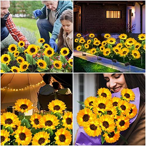 KOOPER Solar Lights Outdoor Garden Decor - Upgraded 3 Pack Solar Garden Lights with 9 Sunflower Lights, Waterproof Solar Outdoor Lights Auto ON/Off Solar Decorative Lights for Garden, Backyard - CookCave