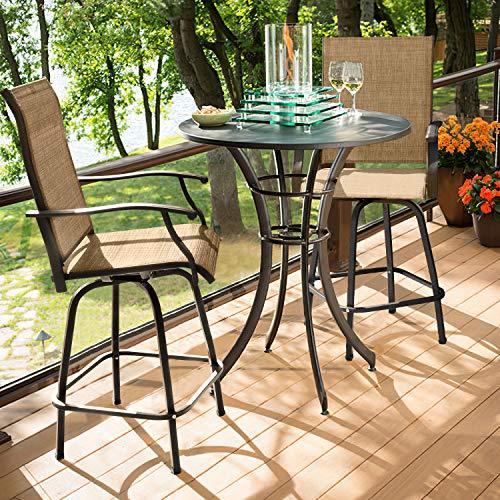 Devoko Patio Bar Stools Set of 2 All-Weather Outdoor Patio Furniture Set Counter Height Tall Patio Swivel Chairs for Bistro, Lawn, Garden, Backyard - CookCave