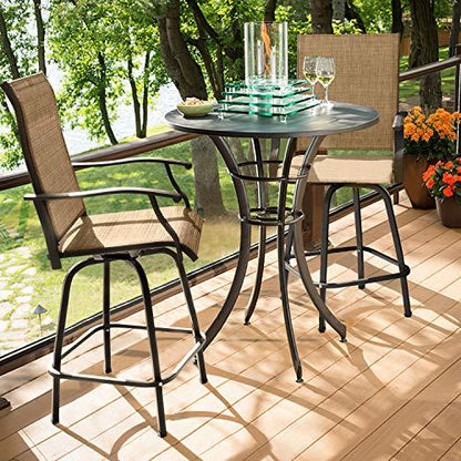 Devoko Patio Bar Stools Set of 2 All-Weather Outdoor Patio Furniture Set Counter Height Tall Patio Swivel Chairs for Bistro, Lawn, Garden, Backyard - CookCave