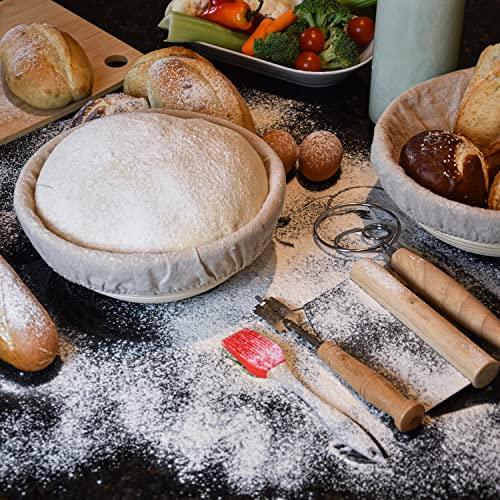 Liliadon Proofing Baskets Sourdough Starter Set of 11 - 2 Round 9 Inches Banneton Bread Basket, Supplies and Tools for Bread Baking Starter Kit Perfect for Gift - CookCave