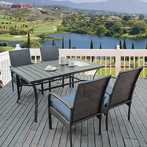 VOYSIGN Outdoor Wicker Dining Chairs, Patio Rattan Dining Chairs, Restaurant Chair with Removable Cushions, Firepit Armchair w/Armrests Set of 2 - CookCave