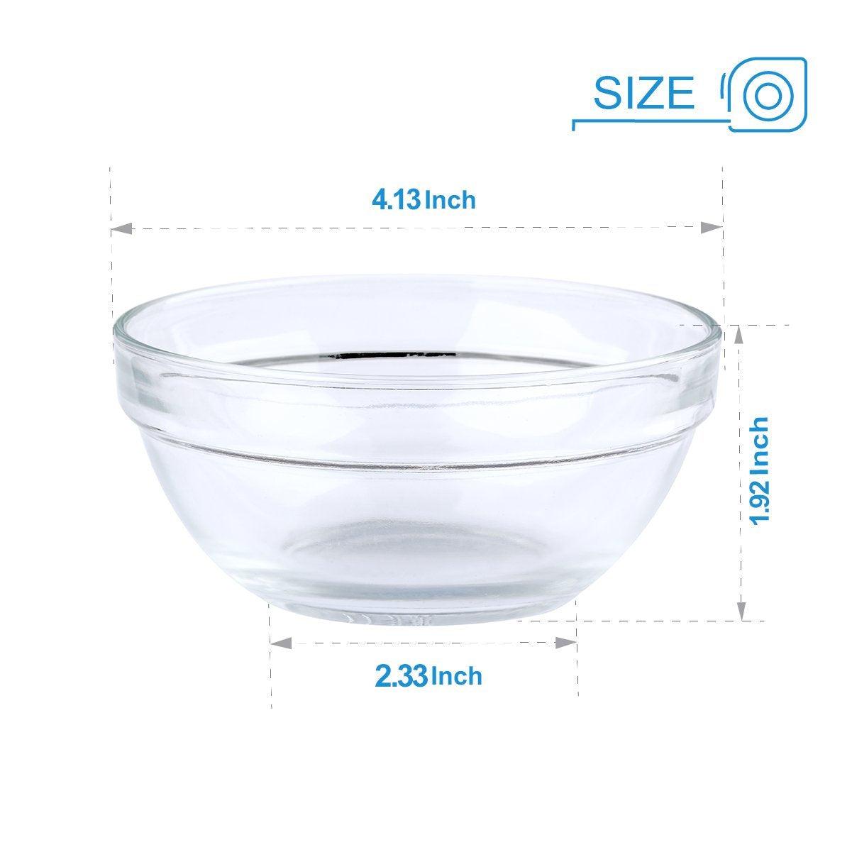 Maredash Mini Bowls 4 Inch Glass Bowls for Kitchen Prep, Dessert, Dips, and Candy Dishes, 6.6 oz Stackable Dishware safe,Set of 16 (combination) - CookCave