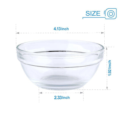 Maredash Mini Bowls 4 Inch Glass Bowls for Kitchen Prep, Dessert, Dips, and Candy Dishes, 6.6 oz Stackable Dishware safe,Set of 16 (combination) - CookCave