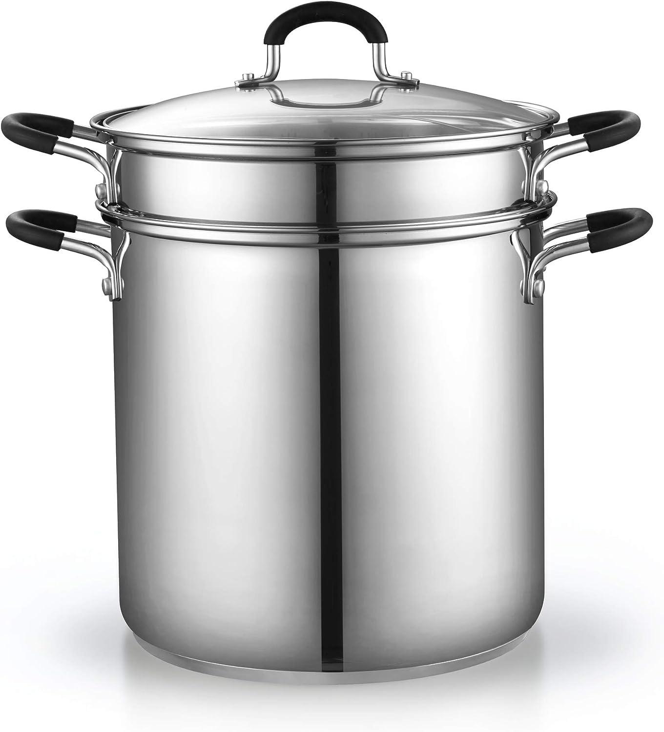 Cook N Home 4-Piece Stainless Steel Pasta Cooker Steamer Multipots, 12 Quart, Silver - CookCave