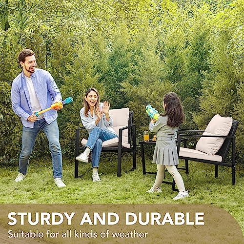 Devoko 3 Piece Rocking Bistro Set Wicker Patio Outdoor Furniture Porch Chairs Conversation Sets with Glass Coffee Table (Beige) - CookCave