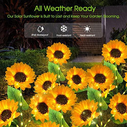 KOOPER Solar Lights Outdoor Garden Decor - Upgraded 3 Pack Solar Garden Lights with 9 Sunflower Lights, Waterproof Solar Outdoor Lights Auto ON/Off Solar Decorative Lights for Garden, Backyard - CookCave