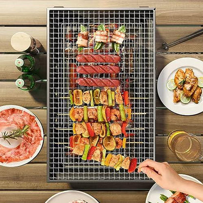 QWONRPIPG Portable Folding Charcoal BBQ Grill for Outdoor and Home Use - CookCave