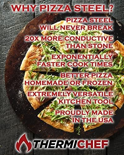 THERMICHEF by Conductive Cooking Square Pizza Steel 1/4" Deluxe Version, 16"x16" - CookCave